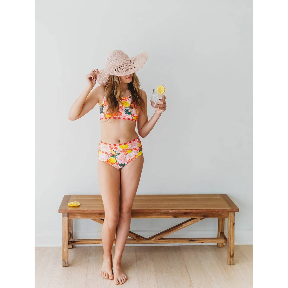 Matilda Jane Two Piece Swimsuit Luau Pink Hibiscus Girls 14